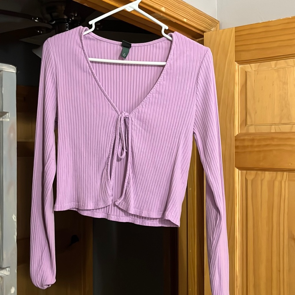 Light Purple Long Sleeve Front Tie